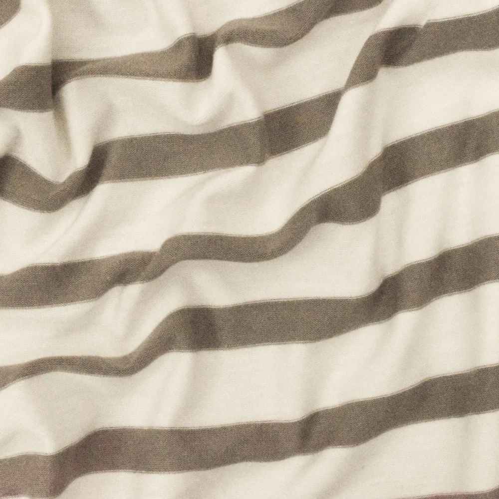 Taupe-Ivory Stripe Stretch Spandex Rayon Modal Jersey Knit Fabric