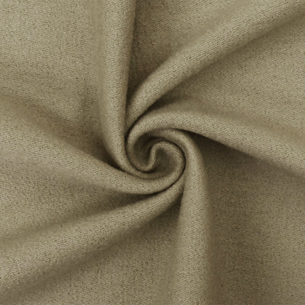 Taupe Solid Wool Poly Double Brushed Boucle Jacketing Knit Fabric