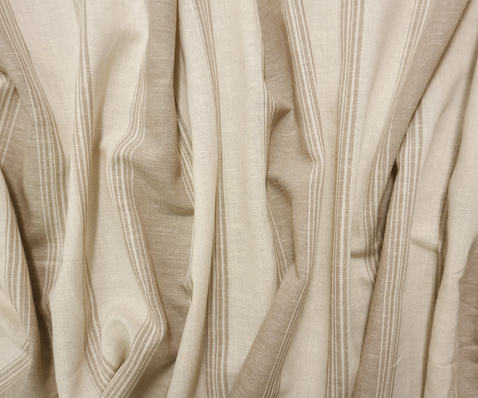 Taupe-White Famous Maker Rayon Blend Stripe Woven Fabric - Image 3