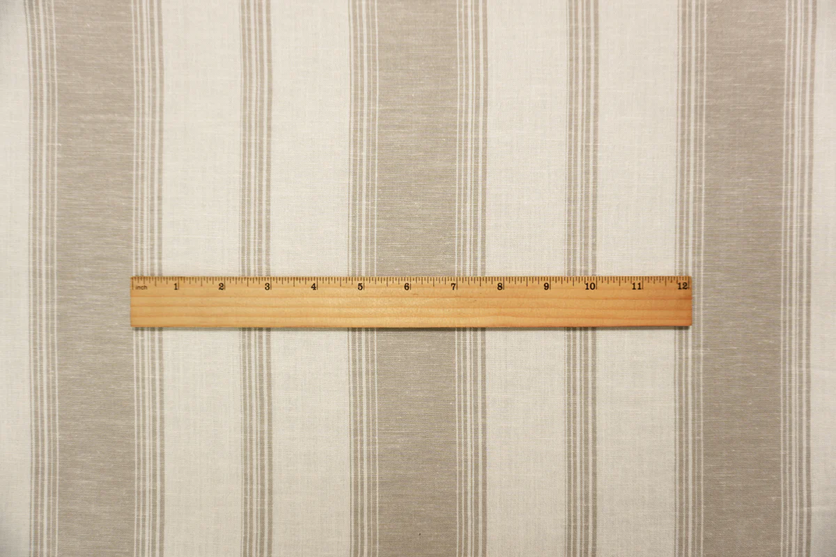 Taupe-White Famous Maker Rayon Blend Stripe Woven Fabric - Image 5