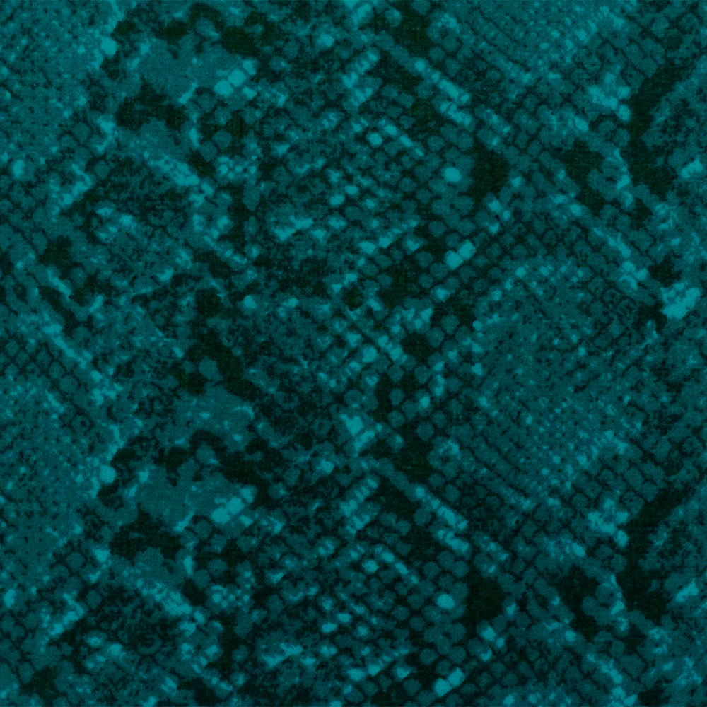 Teal-Black Reptile Printed Poly Chiffon Woven Fabric - Image 3