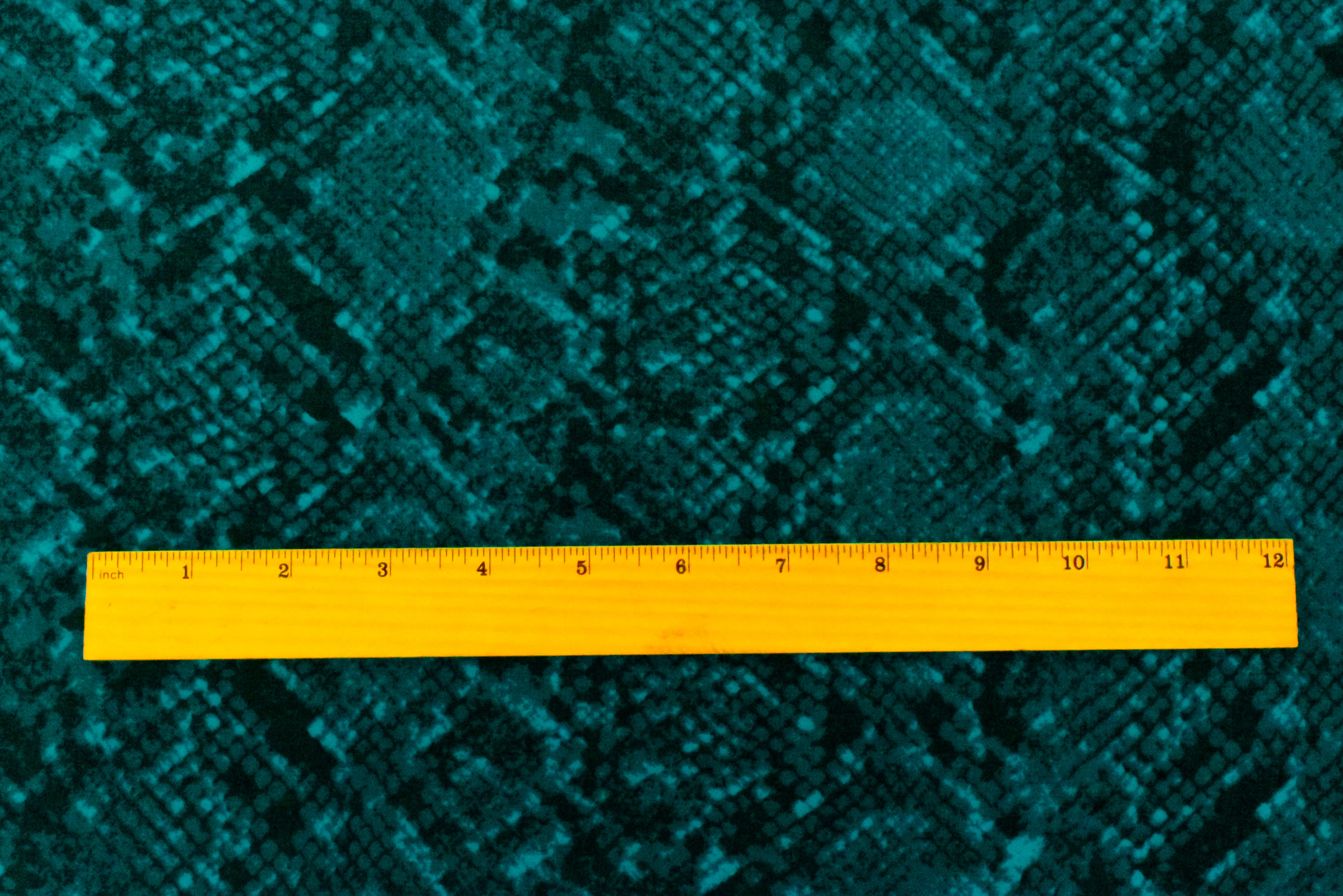 Teal-Black Reptile Printed Poly Chiffon Woven Fabric - Image 4