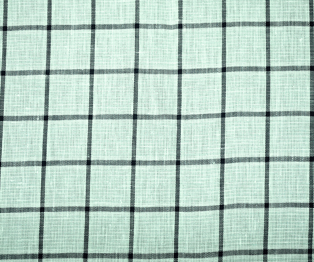 Teal-Gray-White Spence Bryson Grid Check Irish Linen Woven Fabric - Image 4