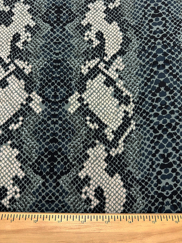 Teal Multi Snakeskin Animal Print Poly Georgette Fabric - Image 2