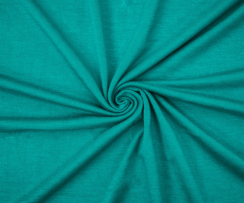 Turquoise Bamboo Solid Stretch Jersey Knit Fabric - Image 2