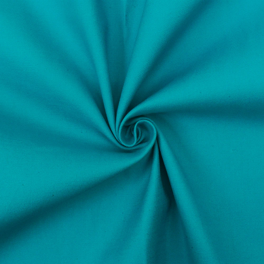 Turquoise Blue Cotton Solid Stretch Spandex Twill Sateen Woven Fabric - Image 3