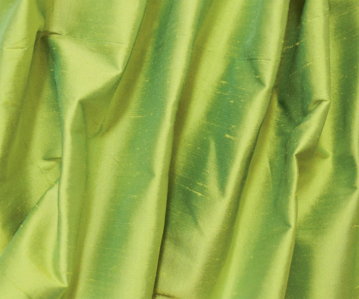 Turquoise-Lime Iridescent Silk Dupioni Woven Fabric - Image 3