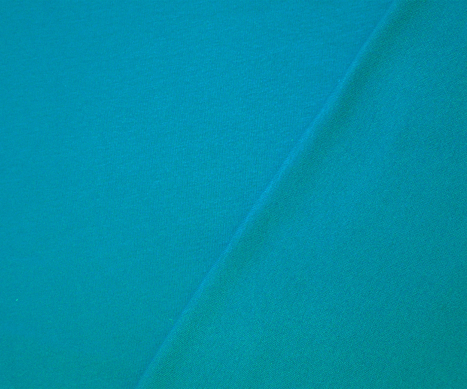 Turquoise Organic Cotton Solid 1X1 Rib Knit Fabric - Image 2