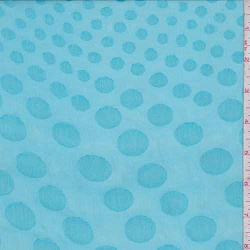 Turquoise Polka Dot Jacquard Chiffon Fabric