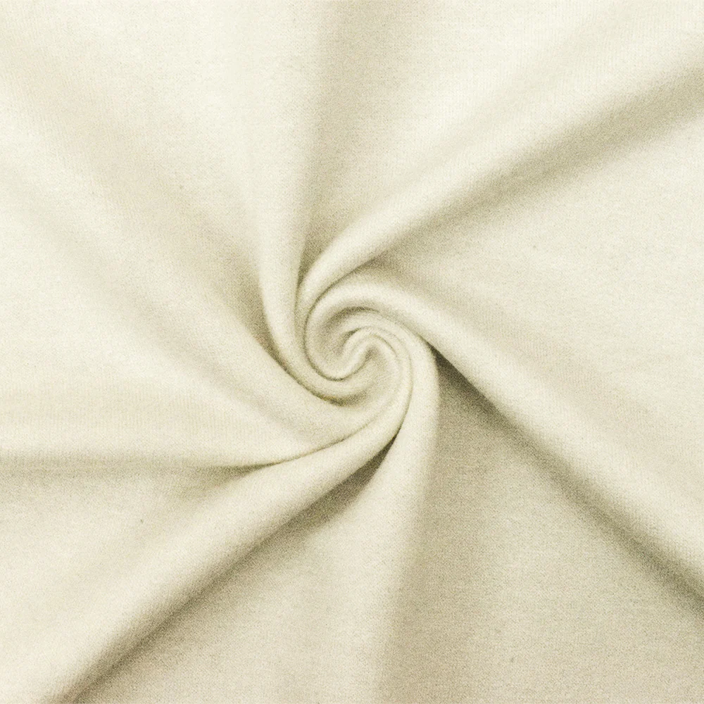 Vintage Ivory Solid Stretch Cotton Spandex Brushed Back Fleece Knit Fabric - Image 2
