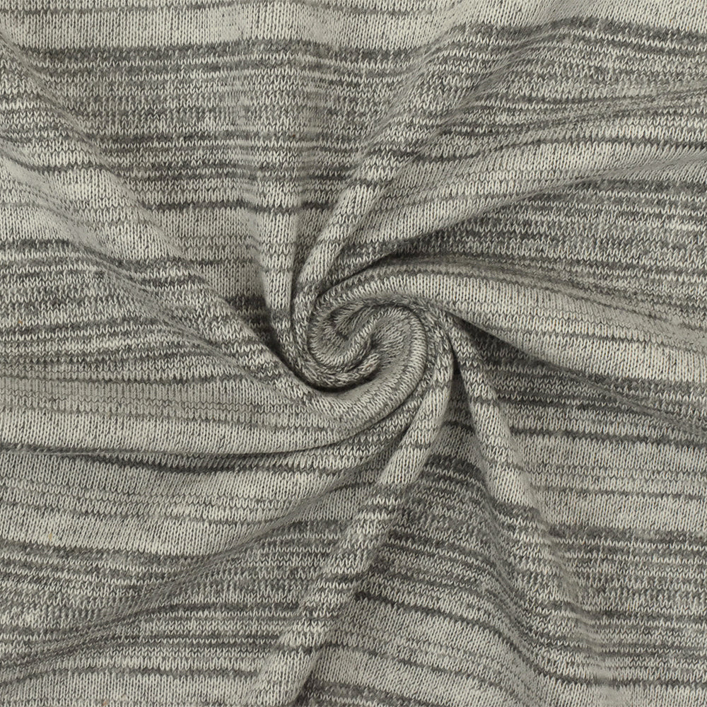 Vintage White-Gray Texture Stripe Stretch Jersey Knit Fabric - Image 2