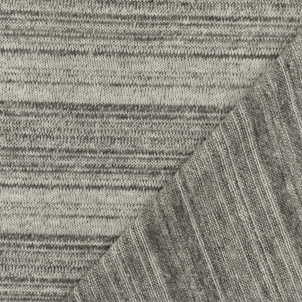 Vintage White-Gray Texture Stripe Stretch Jersey Knit Fabric - Image 3