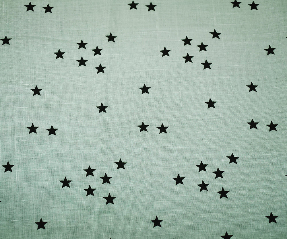 Whisper Blue-Navy Star Printed Linen Woven Fabric - Image 4