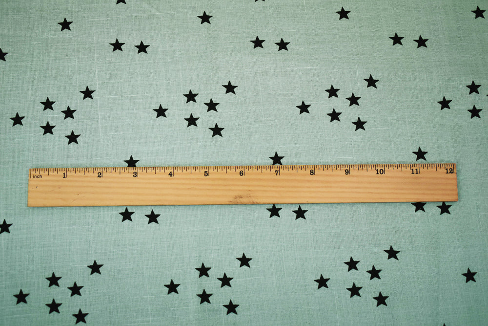 Whisper Blue-Navy Star Printed Linen Woven Fabric - Image 5