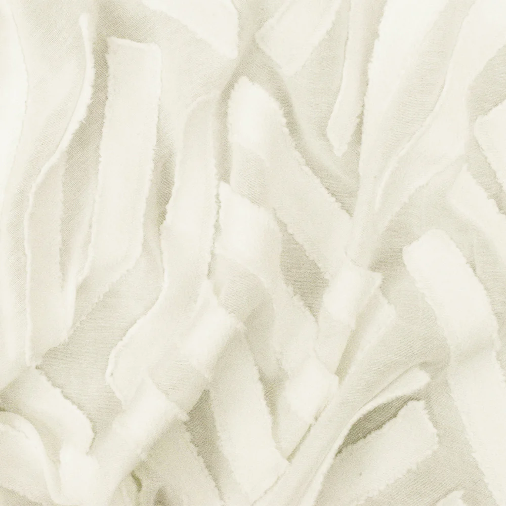 White Abstract Diagonal Tile Poly-Cotton Clip-Spot Pleat Woven Fabric - Image 2