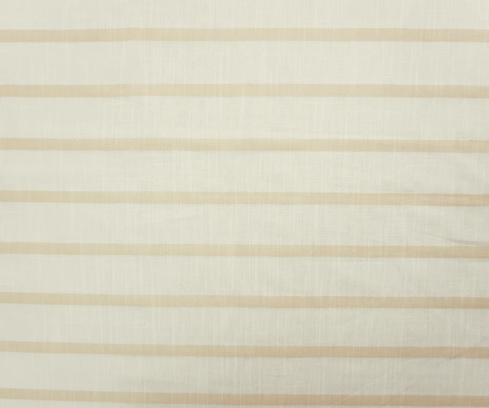 White-Beige Famous Maker Cotton Stripe Cross-Hatch Woven Fabric - Image 4