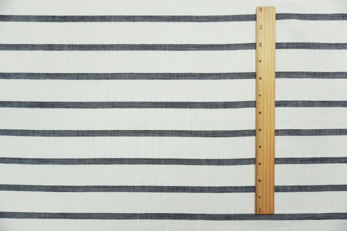 White-Black Famous Maker Cotton Stripe Slub Twill Woven Fabric - Image 5