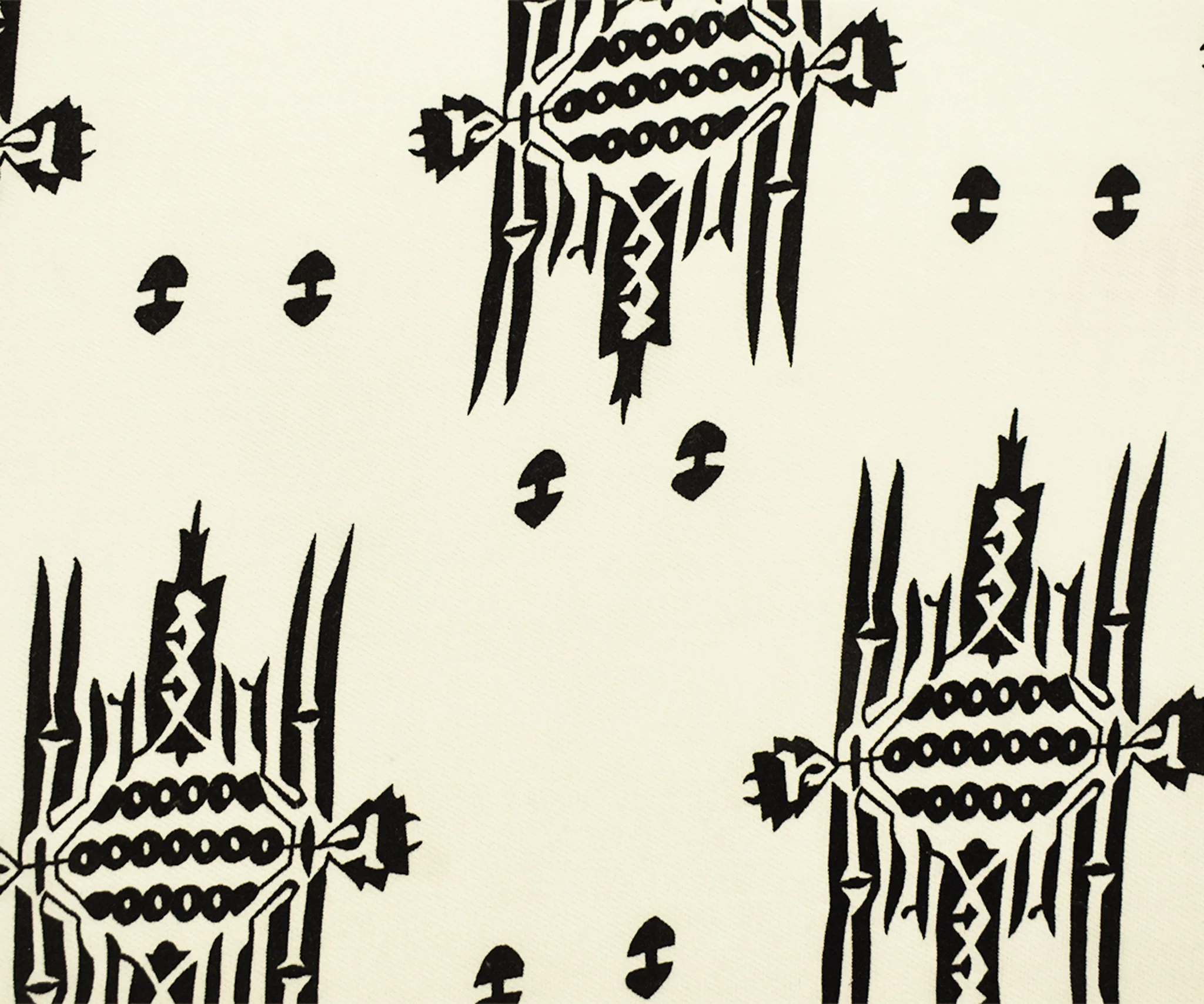 White-Black Poly Poly Abstract Aztec Velvet Flocked Chiffon Woven Fabric - Image 4