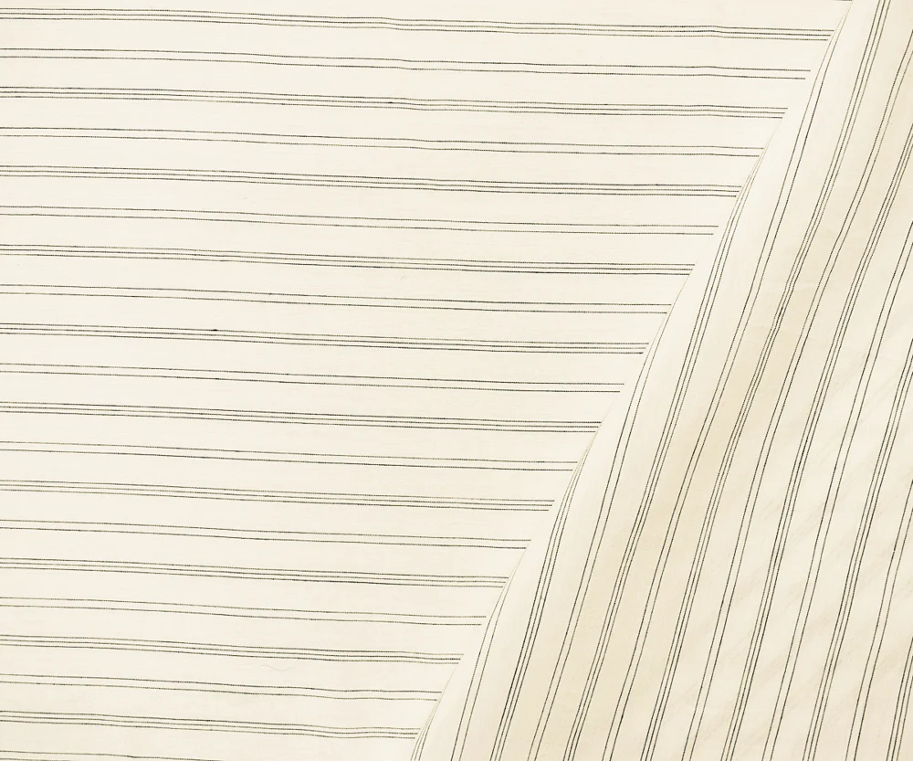 White-Black Rayon Japanese Horizontal Pinstripe Lawn Woven Fabric - Image 2