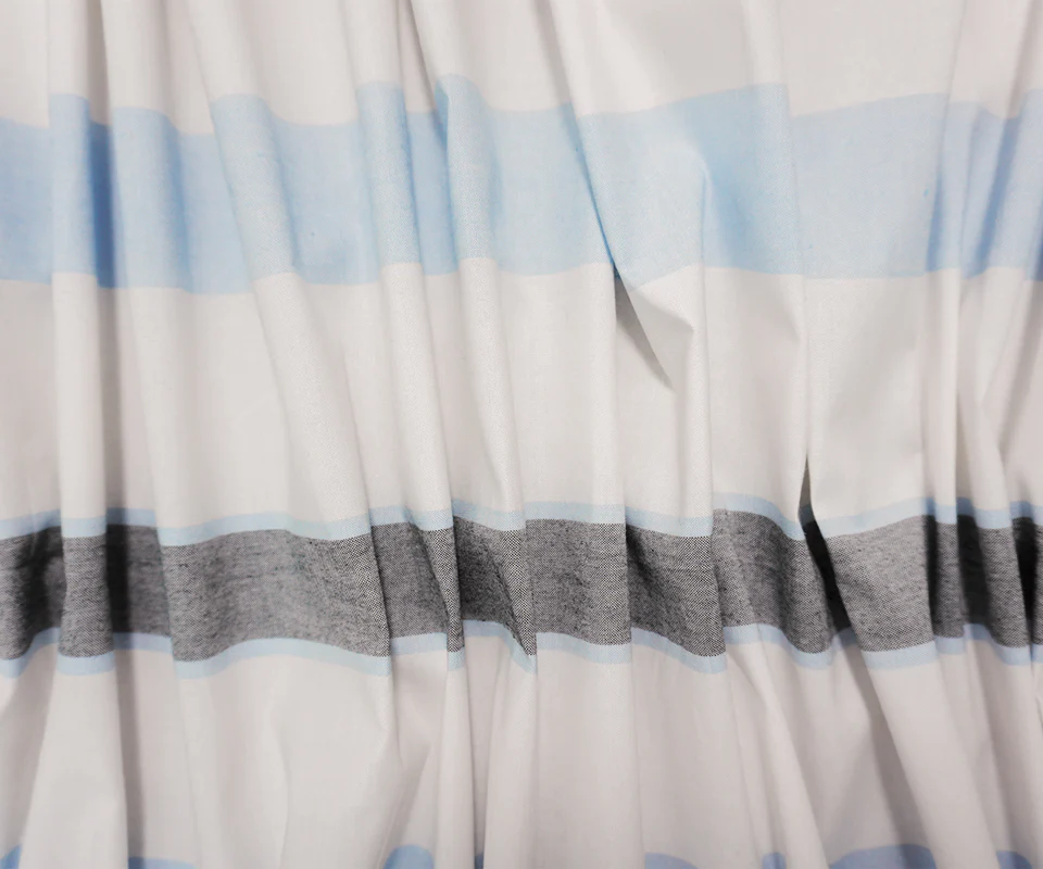White-Blue Famous Maker Cotton Stripe Oxford Woven Fabric - Image 3