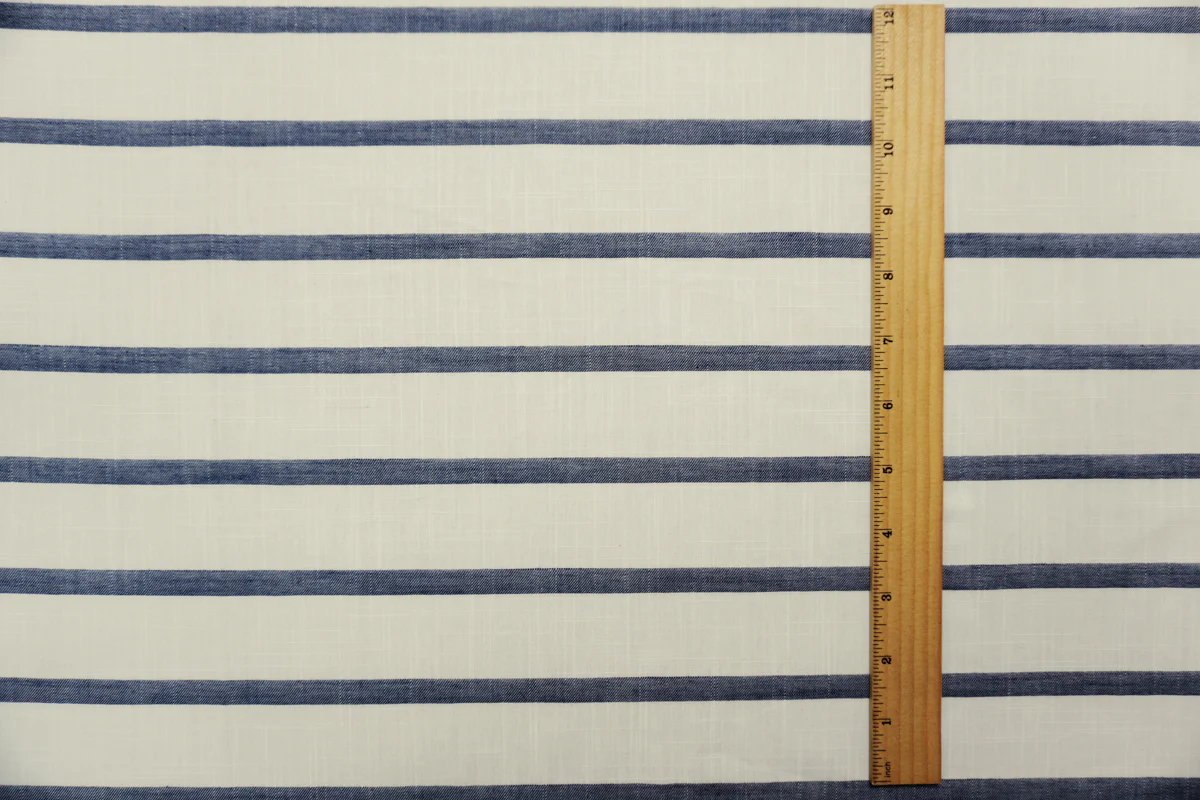 White-Blue Famous Maker Cotton Stripe Twill Woven Fabric - Image 4