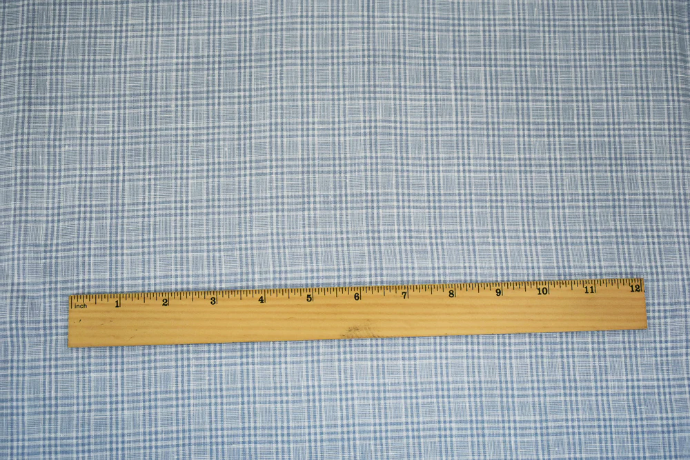 White-Blue Spence Bryson Plaid Irish Linen Woven Fabric - Image 5