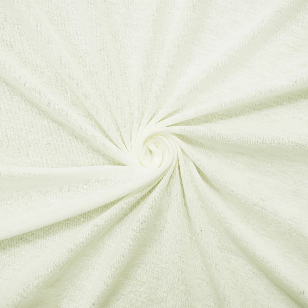White Cotton Sheer Stretch Slub Tissue Jersey Knit Faric