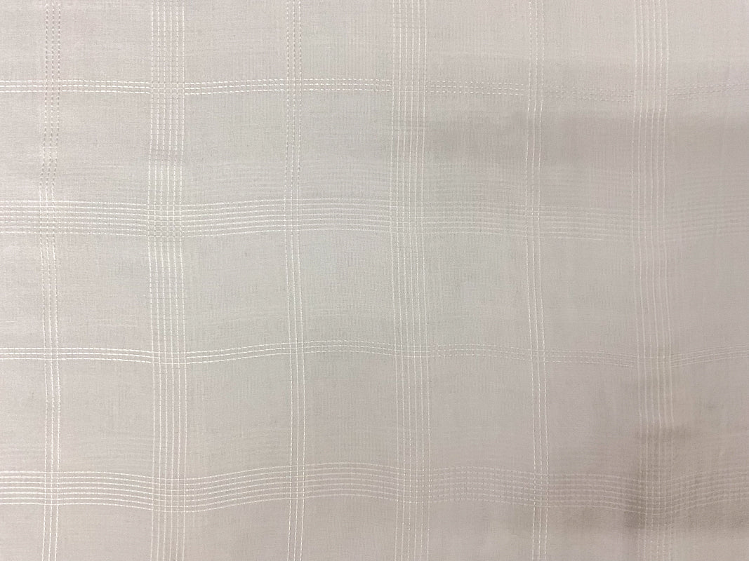 White Famous Maker Cotton Check-Plaid Embroidered Batiste Fabric - Image 3