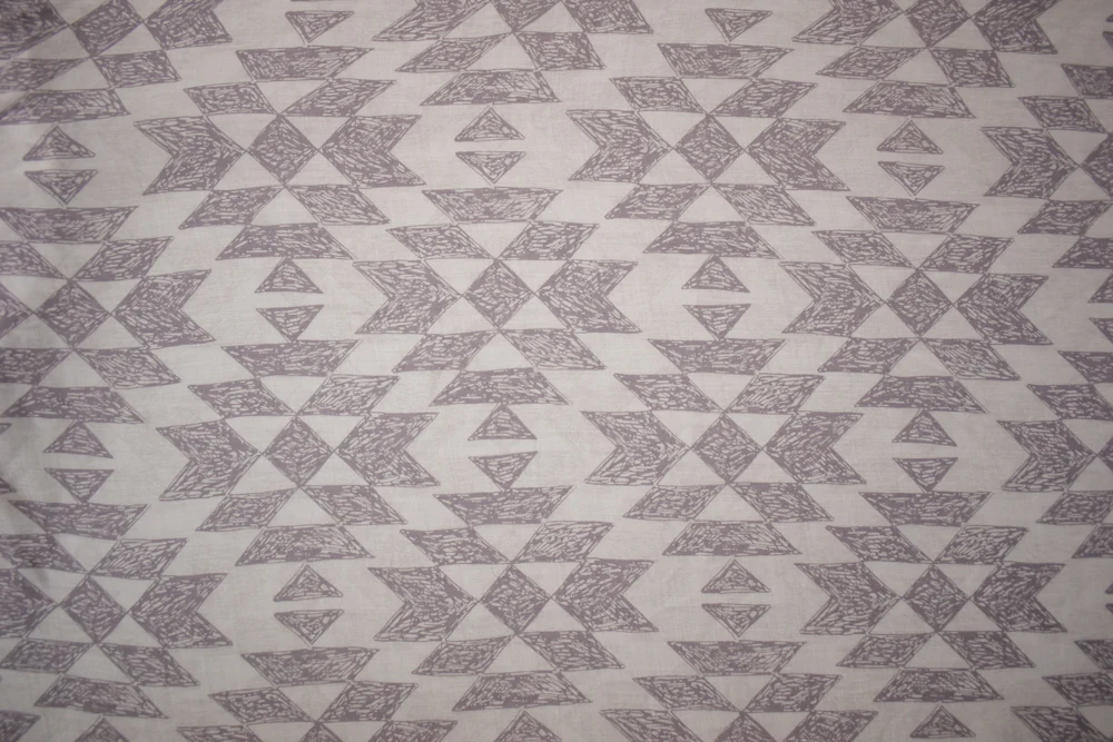White-Gray Cotton Abstract Diamond Printed Lawn Woven Fabric - Image 3
