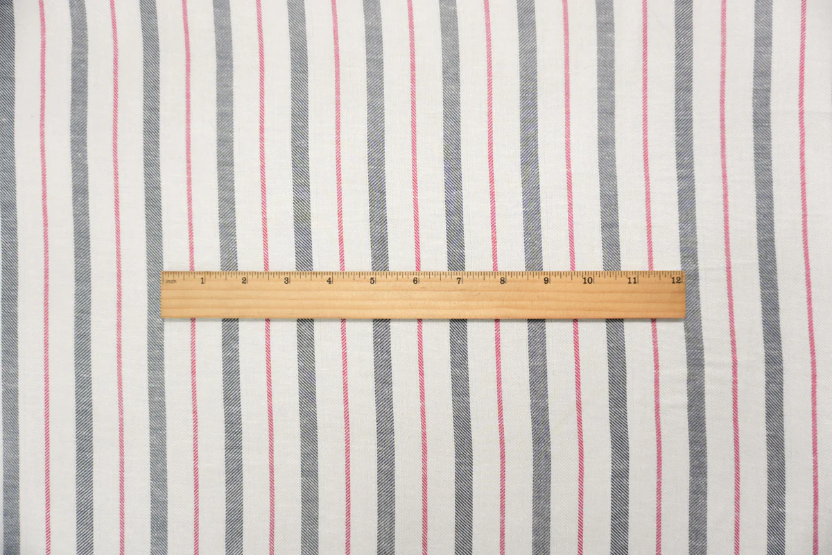 White-Multi Famous Maker Rayon-Linen Stripe Twill Woven Fabric - Image 5