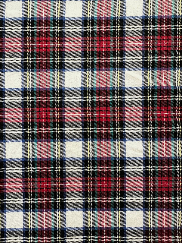 White Multi Tartan Plaid Yarn Dyed Flannel Fabric - Image 3