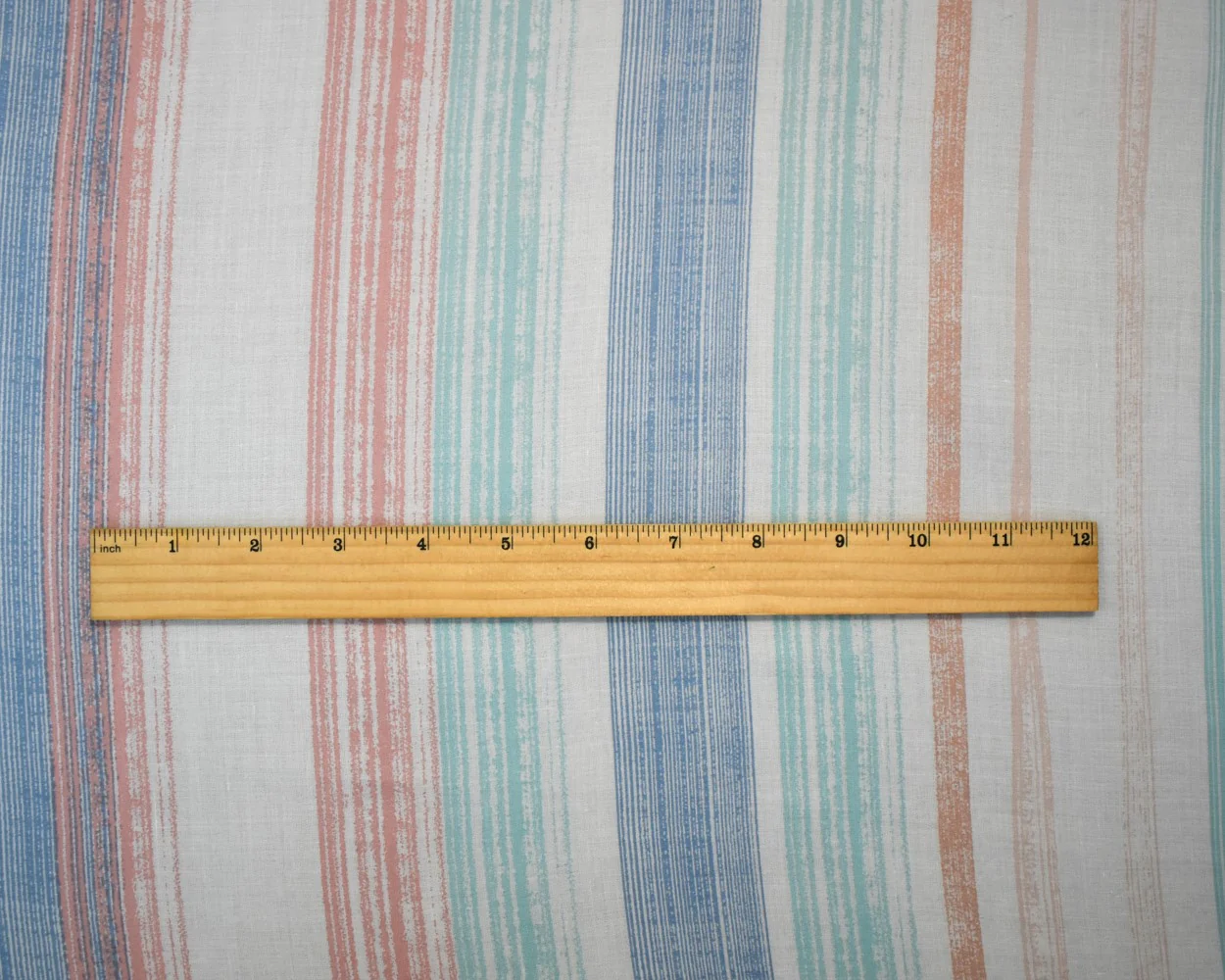 White-Peach-Blue Cotton Famous Maker Vertical Stripe Print Batiste Fabric - Image 4
