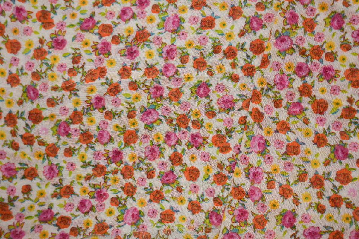 White-Pink-Multi Cotton Ditsy Floral Printed Voile Woven Fabric - Image 2