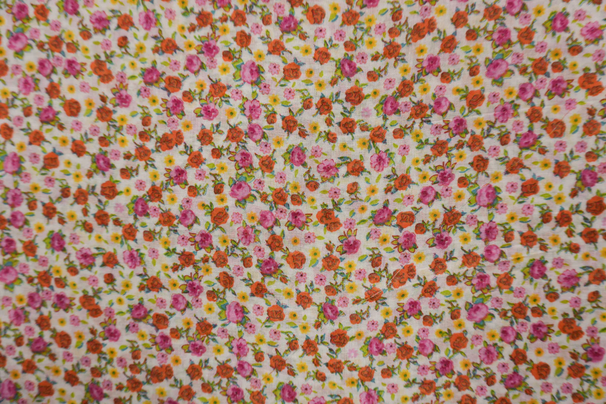 White-Pink-Multi Cotton Ditsy Floral Printed Voile Woven Fabric - Image 3