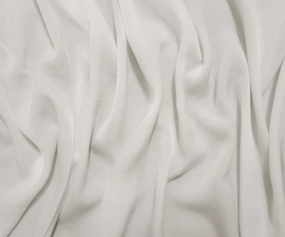White Poly Solid Sanded Satin Woven Fabric - Image 3