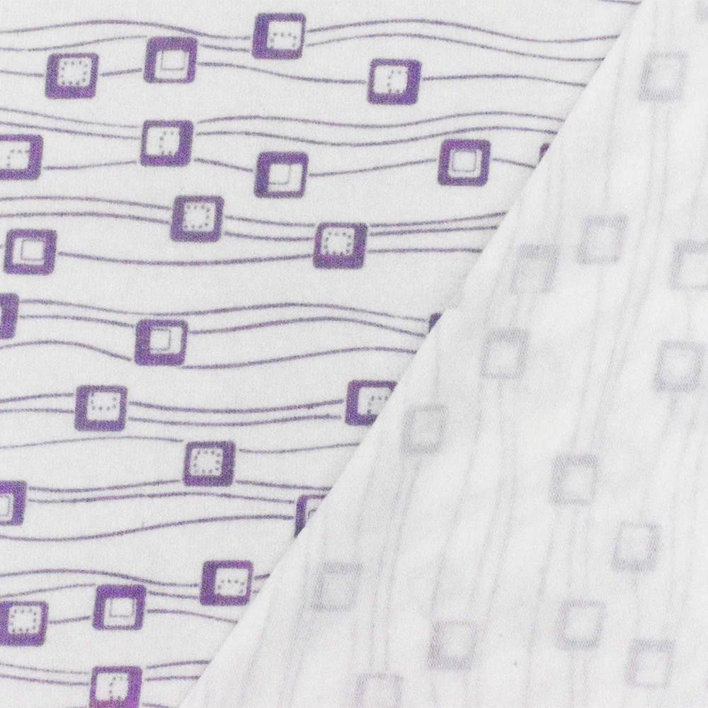 White-Purple Abstract Printed Stretch Cotton Jersey Knit Fabric - Image 4