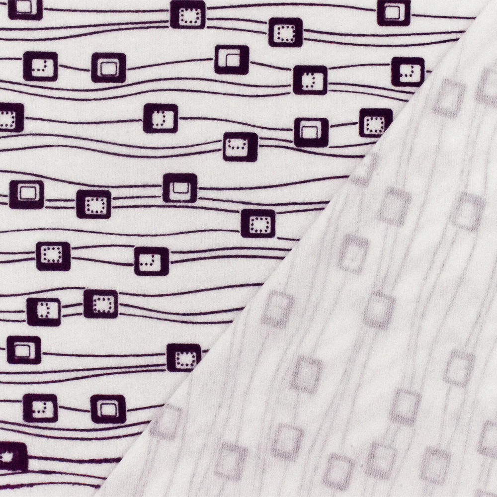 White-Purple Abstract Printed Stretch Spandex Cotton Jersey Knit Fabric - Image 4