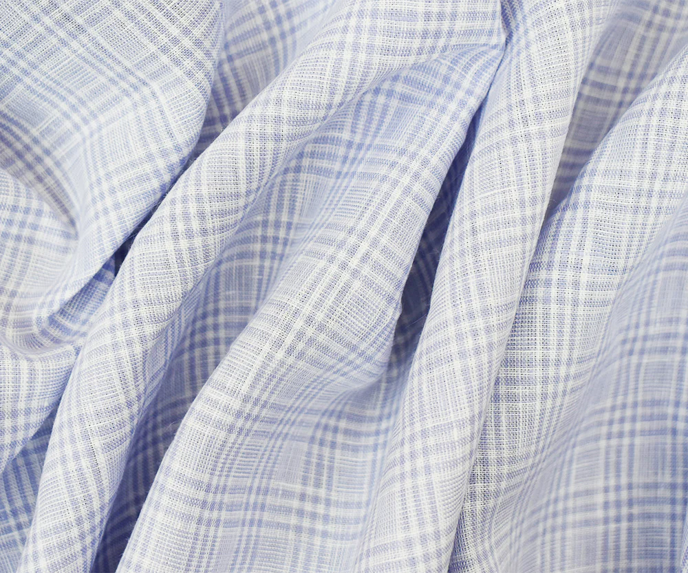 White-Purple Spence Bryson Plaid Irish Linen Woven Fabric - Image 2