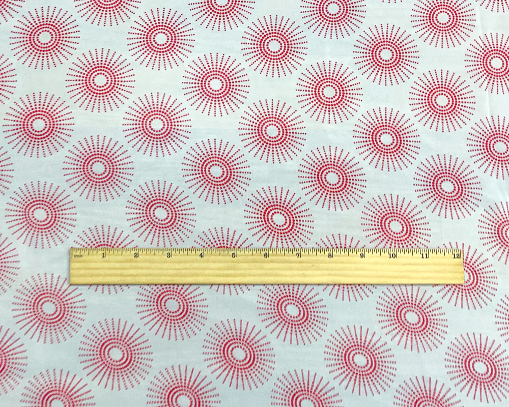 White-Red Poly Abstract Printed Chiffon Woven Fabric - Image 4
