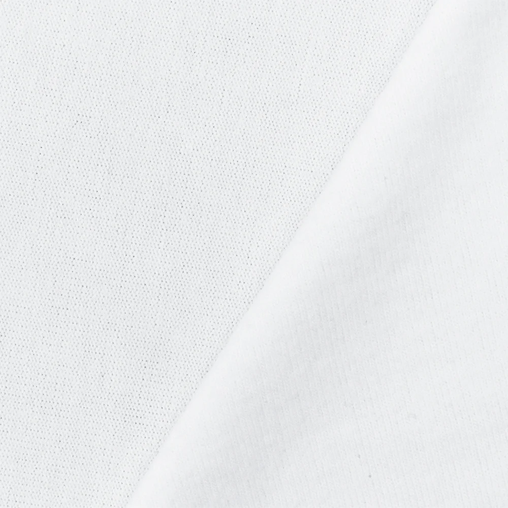 White Solid Stretch Poly Blend Brushed Face Jersey Knit Fabric
