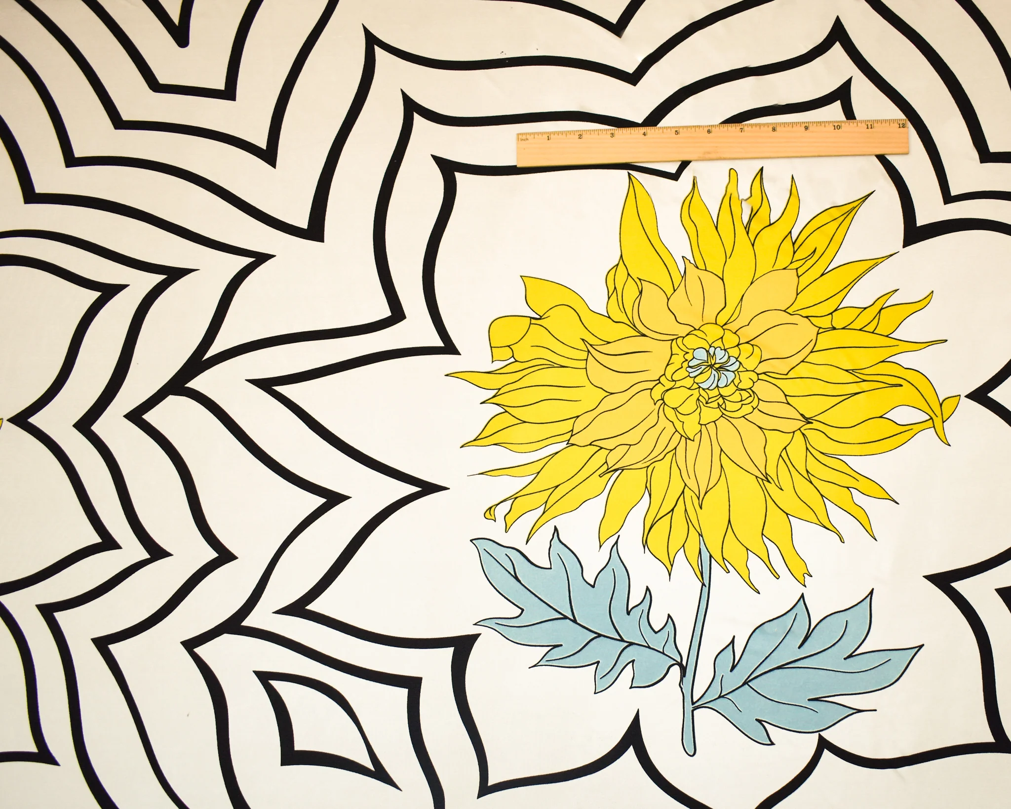 White-Yellow-Multi Floral Abstract Printed Silk Jersey Knit Fabric - Image 4