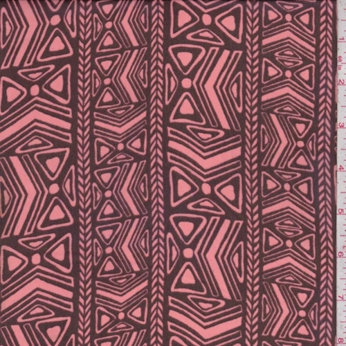Wine/Rose Tribal Stripe Chiffon Fabric