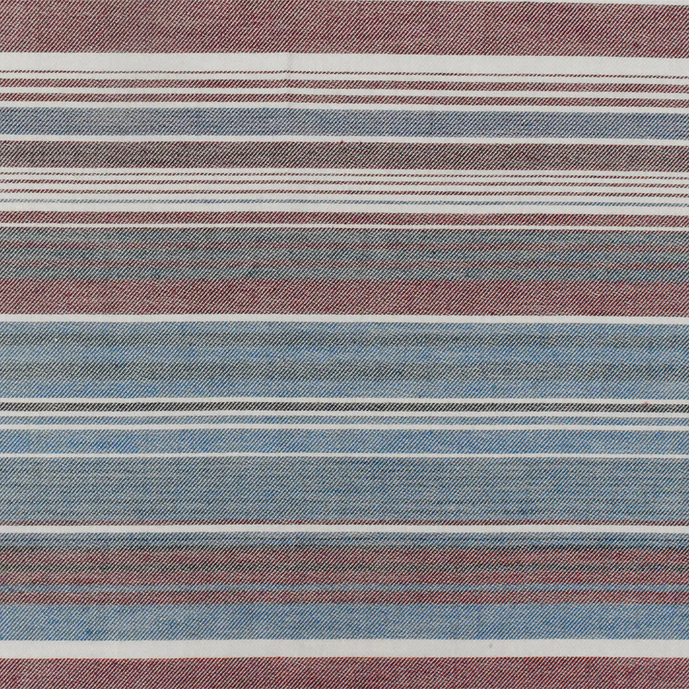 Winery Red-Blue-Multi Stripe Cotton Twill Woven Fabric