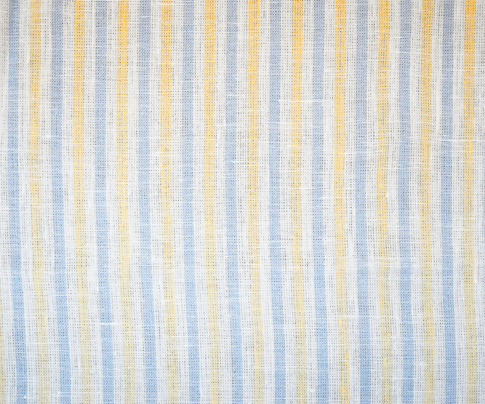 Yellow-Blue-White Spence Bryson Stripe Irish Linen Woven Fabric - Image 4