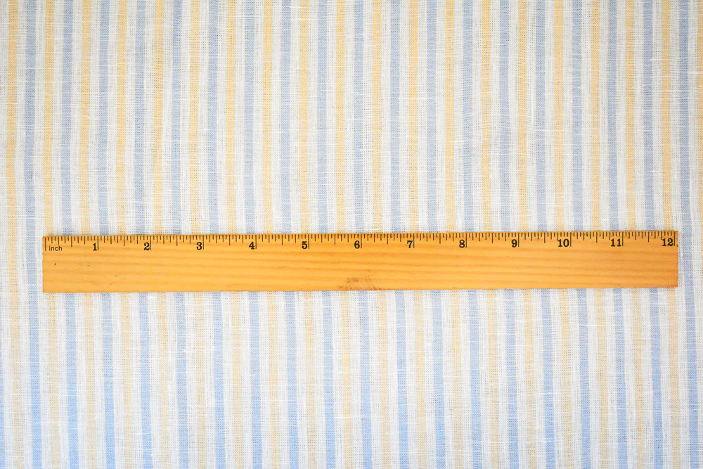 Yellow-Blue-White Spence Bryson Stripe Irish Linen Woven Fabric - Image 5