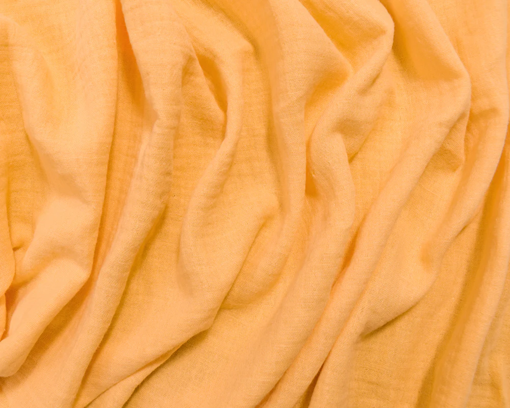 Yellow Cotton Crinkled Solid Double Gauze Woven Fabric - Image 3