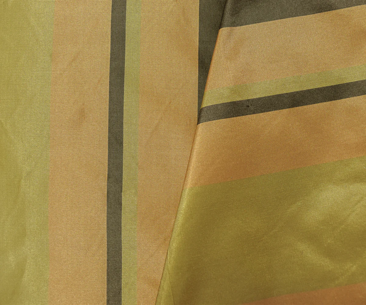 Yellow-Green-Multi Silk Iridescent Striped Taffeta Woven Fabric - Image 2