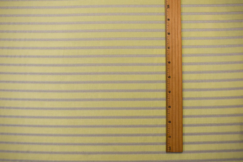 Yellow-Ivory Poly Stretch Spandex Horizontal Stripe Slinky Knit Fabric - Image 4