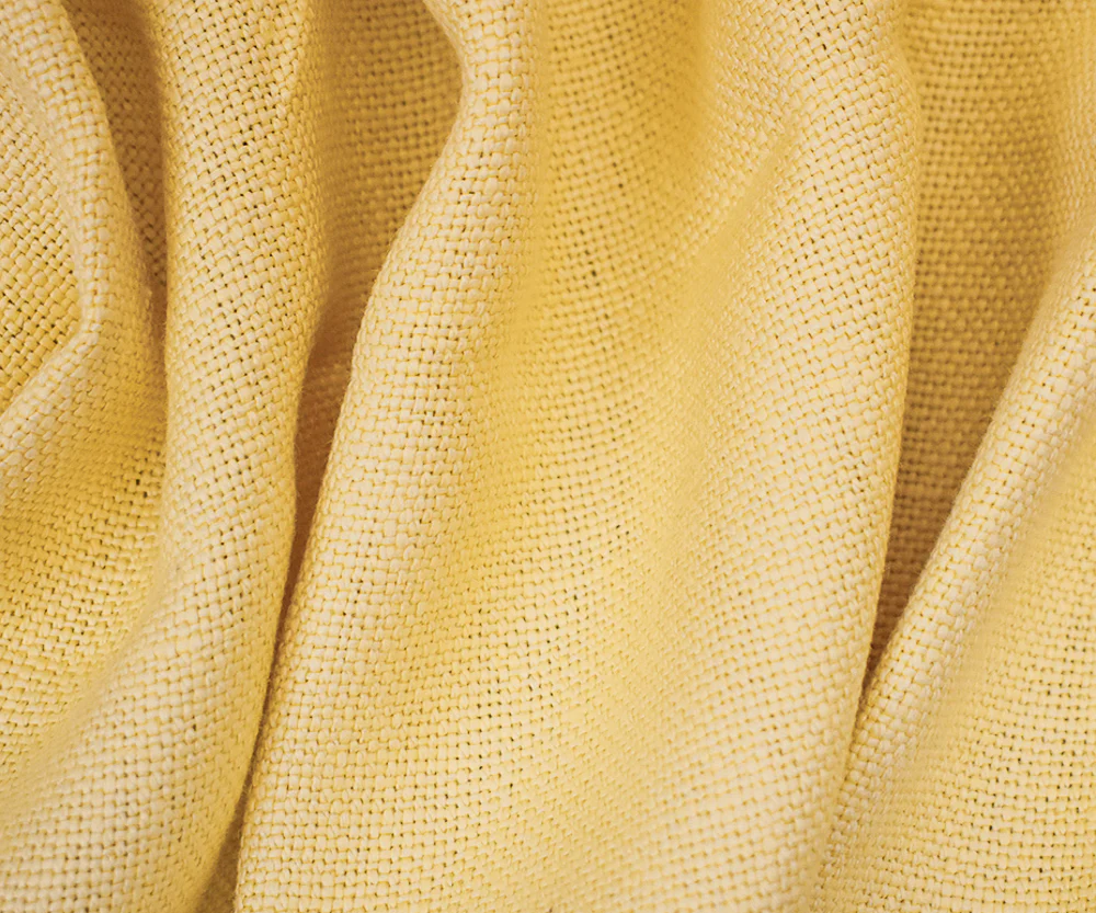Yellow Moygashel Solid Woven Irish Linen Home Decorating Fabric - Image 4