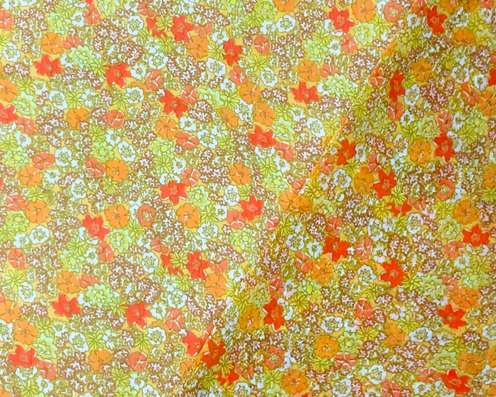 Yellow-Multi Poly Floral Print Crinkle Yoryu Chiffon Woven Fabric - Image 2